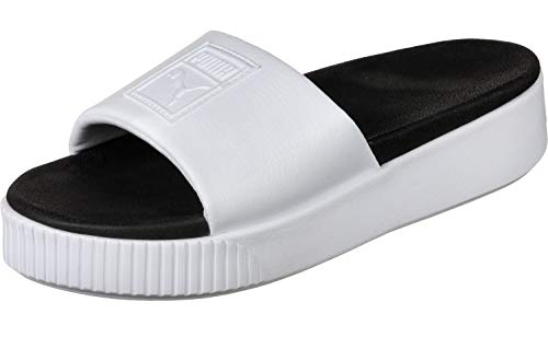 Puma Platform Slide Wns, Sandalias con Plataforma Plana Mujer, Blanco White Black, 40.5 EU