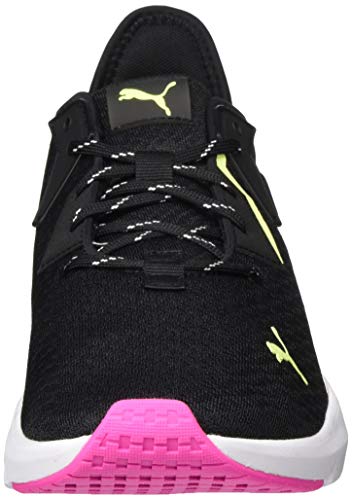PUMA Platinum Metallic Wns, Zapatillas de Gimnasio Mujer, Negro Black/Luminous Pink/Fizzy Yellow, 42.5 EU
