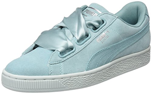 Puma Suede Heart Pebble, Zapatillas Mujer, Verde (Aquifer-Blue Flower), 38.5 EU