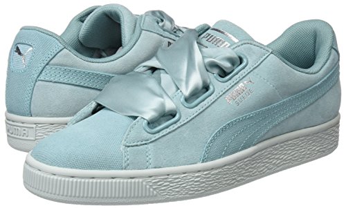 Puma Suede Heart Pebble, Zapatillas Mujer, Verde (Aquifer-Blue Flower), 38.5 EU