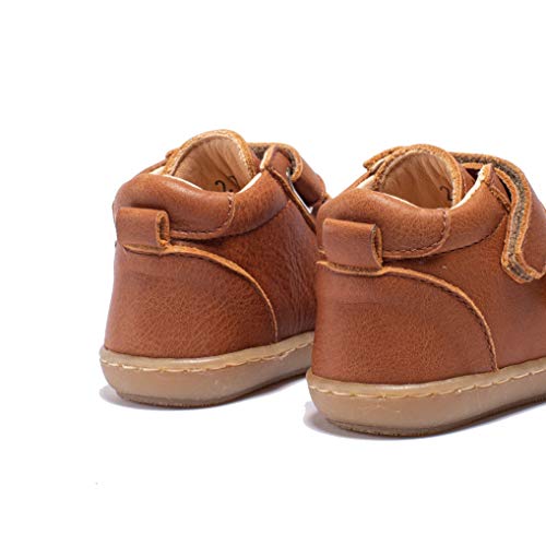 Pyk - Zapatillas de piel ecológica para niños y niñas, color coñac, talla 20-25, color Marrón, talla 23 EU