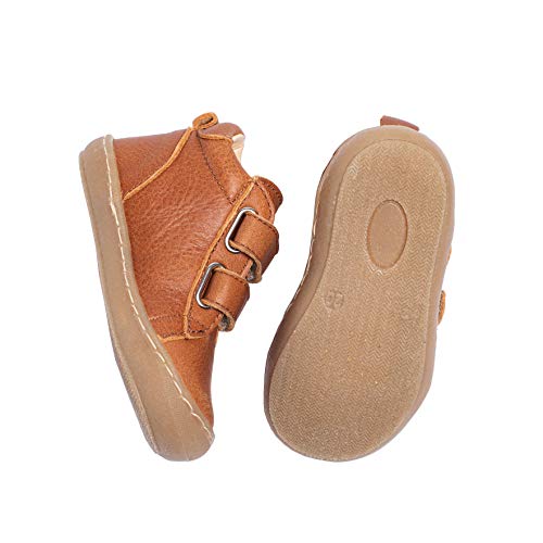 Pyk - Zapatillas de piel ecológica para niños y niñas, color coñac, talla 20-25, color Marrón, talla 23 EU