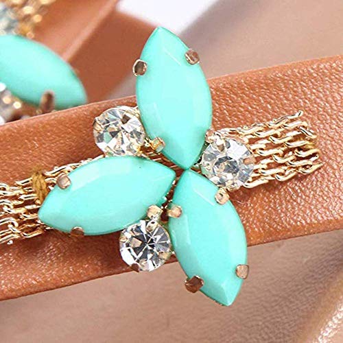 QDY Sandalias Planas para Mujer Bohemia Vintage Jeweled Beaded Toe Ring Sandalias de Gladiador Zapatos de Playa Romanos Clip Toe Flip Flop Thong Zapatos para corrección de Hallux Valgus, Ver