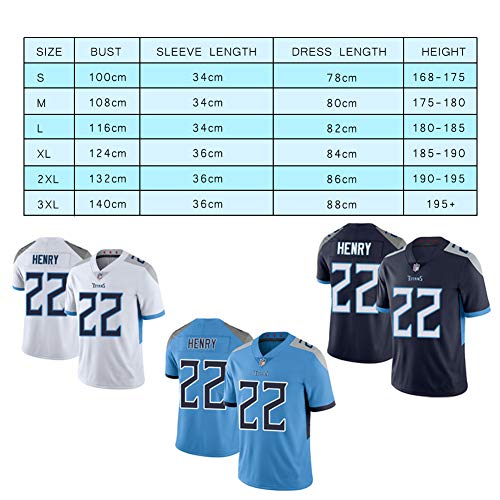 QLGRXWL Camiseta De Fútbol NFL,Camiseta De Baloncesto Tennessee Titans 22,Antiarrugas Transpirable De Secado Rápido,Light Blue,S