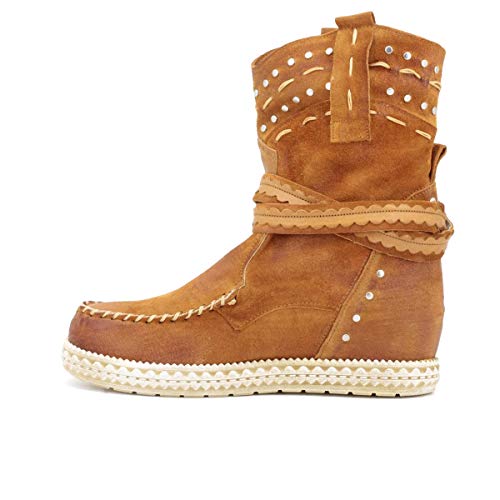 QUEEN HELENA Indianini - Botas de mujer de piel, fabricadas en Italia, modelo INDY79 Negro Size: 39 EU