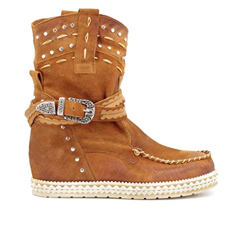 QUEEN HELENA Indianini - Botas de mujer de piel, fabricadas en Italia, modelo INDY79 Negro Size: 39 EU