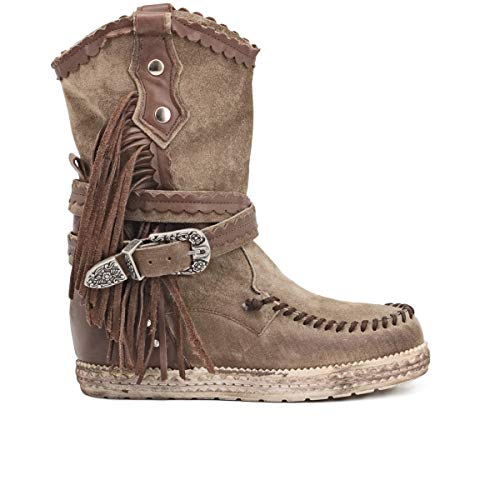 QUEEN HELENA Indianini - Botas de mujer de piel, modelo INDY21, fabricadas en Italia Negro Size: 36 EU