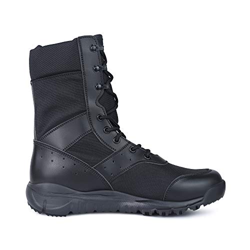 QUNLON Botas transpirables antideslizantes resistentes al desgaste tácticas militares para hombres Zapatos de trabajo ligeros de combate en la selva Black 45EU