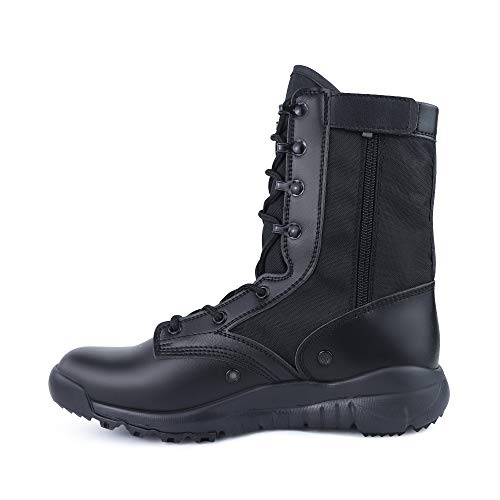QUNLON Botas Transpirables Antideslizantes Resistentes al Desgaste tácticas Militares para Hombres Zapatos de Trabajo Ligeros de Combate en la Selva con Cremallera Lateral Black 43 EU