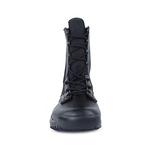 QUNLON Botas Transpirables Antideslizantes Resistentes al Desgaste tácticas Militares para Hombres Zapatos de Trabajo Ligeros de Combate en la Selva con Cremallera Lateral Black 43 EU