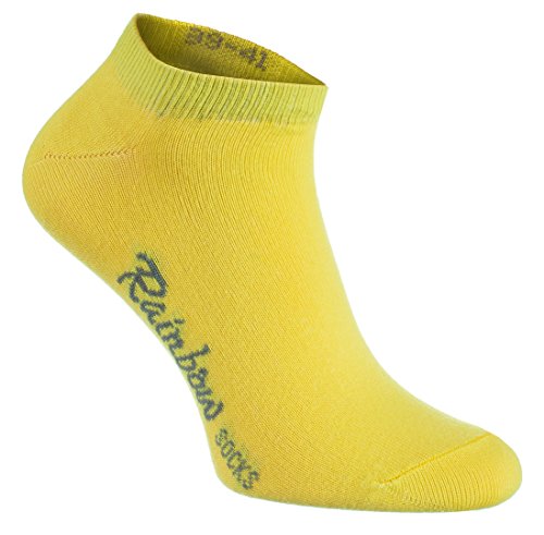 Rainbow Socks - Hombre Mujer Calcetines Cortos Colores de Algodón - 6 Pares - Naranja Rojo Amarillo Verde Mar Verde Fucsia - Talla 36-38
