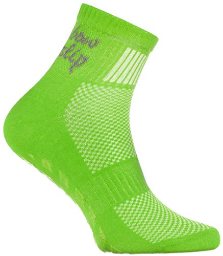Rainbow Socks - Niño Niña Deporte Calcetines Antideslizantes ABS de Algodón - 2 Pares - Rosa Verde - Talla 24-29