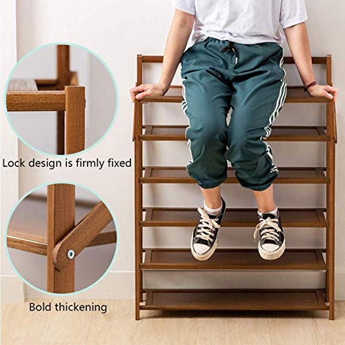 Ranuras de zapato ajustables Organizador Bastidore Rack de zapatos 6 niveles bastidores de zapatos plegables de bambú Soporte de zapato moderno Sencillez Hogar Puerta Estante de zapata Sala de pasillo