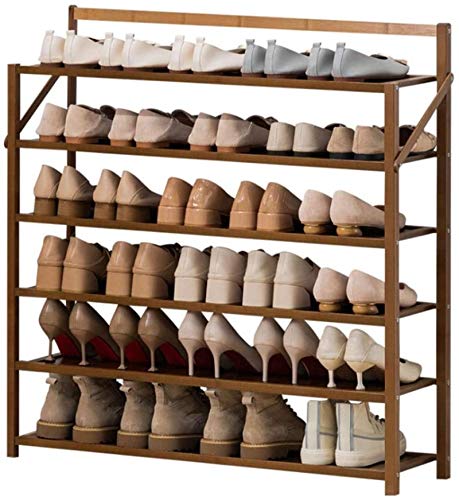 Ranuras de zapato ajustables Organizador Bastidore Rack de zapatos 6 niveles bastidores de zapatos plegables de bambú Soporte de zapato moderno Sencillez Hogar Puerta Estante de zapata Sala de pasillo