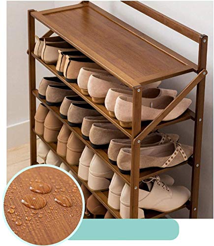 Ranuras de zapato ajustables Organizador Bastidore Rack de zapatos 6 niveles bastidores de zapatos plegables de bambú Soporte de zapato moderno Sencillez Hogar Puerta Estante de zapata Sala de pasillo
