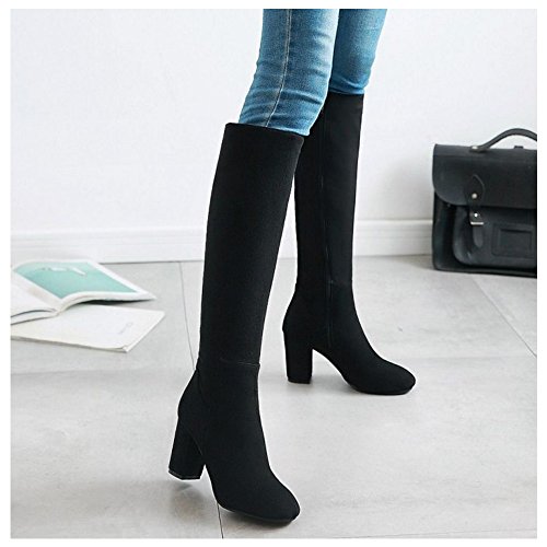 RAZAMAZA Botas de Rodilla Tacon Alto para Mujer (38 AS, SU Black)