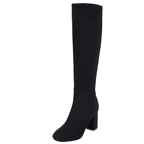 RAZAMAZA Botas de Rodilla Tacon Alto para Mujer (38 AS, SU Black)