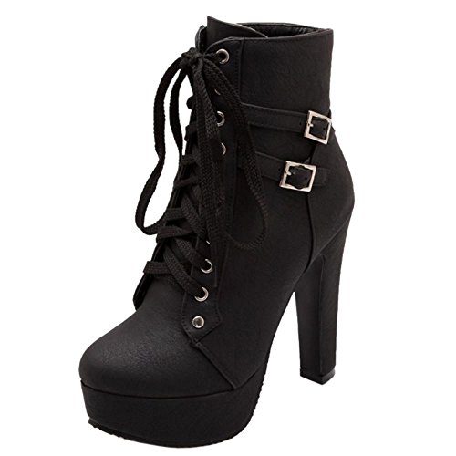 RAZAMAZA Moda Botines de Tacon Alto Botas con Plataforma para Mujer (31 AS, Black)