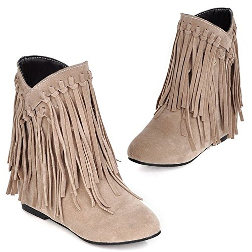 RAZAMAZA Mujer Botas De Flecos Zapatos Cargadores Comodo Botines (43 EU,Beige)