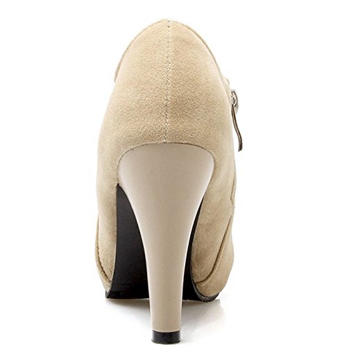 RAZAMAZA Mujer Botines Tacones Altos Moda Fiesta Zapatos Cremallera de Botas (37 EU, 1257 Beige)