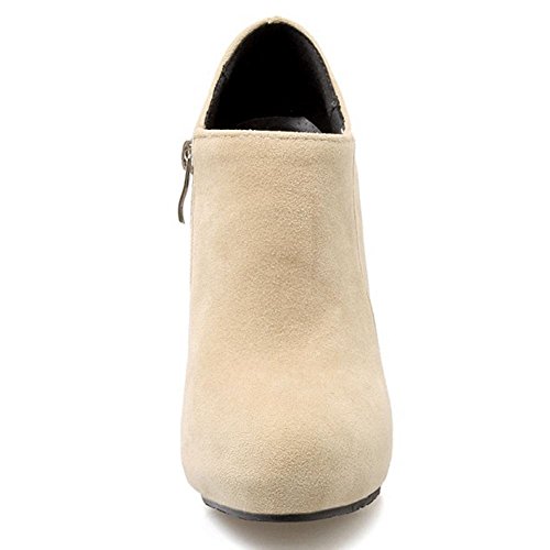 RAZAMAZA Mujer Botines Tacones Altos Moda Fiesta Zapatos Cremallera de Botas (37 EU, 1257 Beige)