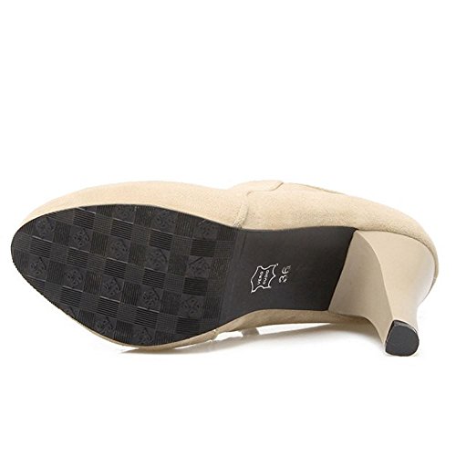 RAZAMAZA Mujer Botines Tacones Altos Moda Fiesta Zapatos Cremallera de Botas (37 EU, 1257 Beige)