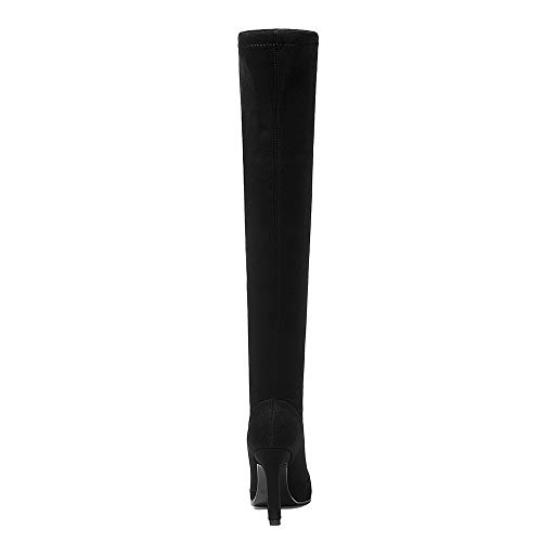 RAZAMAZA Mujer Elegante Botas Altas de Muslo Tacón de Aguja Botas de Muslo Ponerse Botas largas Black-Rongli Talla 39 Asian