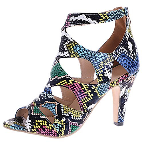 RAZAMAZA Mujer Moda Mini Tacón Botines Cremallera Peep Toe Vestido Sandalias Ahuecar Gladiator Zapatos Huase Talla 38 Asiática