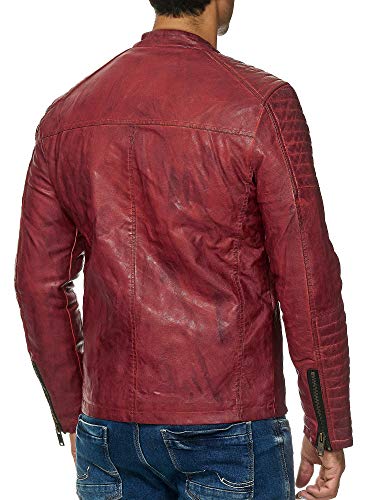Redbridge - Chaqueta de entretiempo para hombre, piel auténtica, piel sintética, algodón, con zonas acolchadas Piel sintética de color rojo. S
