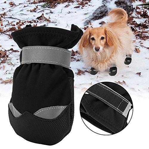 Redxiao 【??????? ?? ????? ??????】 Botas para Perros, 4 Piezas Antideslizantes, Impermeable, Suave, cálido, Duradero, con diseño Ajustable y cómodo para la Lluvia de Perros(4#)
