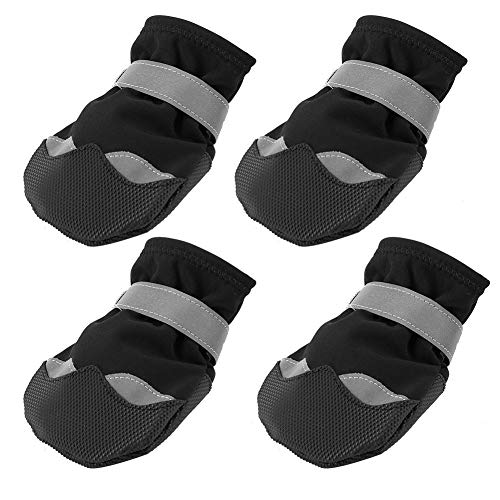 Redxiao 【??????? ?? ????? ??????】 Botas para Perros, 4 Piezas Antideslizantes, Impermeable, Suave, cálido, Duradero, con diseño Ajustable y cómodo para la Lluvia de Perros(5#)