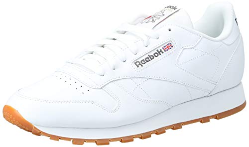 Reebok Classic Leather - Zapatillas de cuero para hombre, color blanco (white / gum 2), talla 45