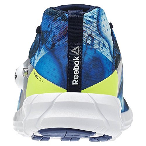 Reebok Zpump Fusion 2.0 Dunes, Zapatillas de Running Hombre, Blanco/Negro/Azul/Amarillo (RNG Wht/Blk/El Blue/Mdngt BLU/SLR Yel/Co), 43