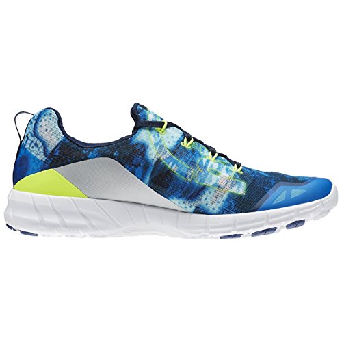 Reebok Zpump Fusion 2.0 Dunes, Zapatillas de Running Hombre, Blanco/Negro/Azul/Amarillo (RNG Wht/Blk/El Blue/Mdngt BLU/SLR Yel/Co), 43