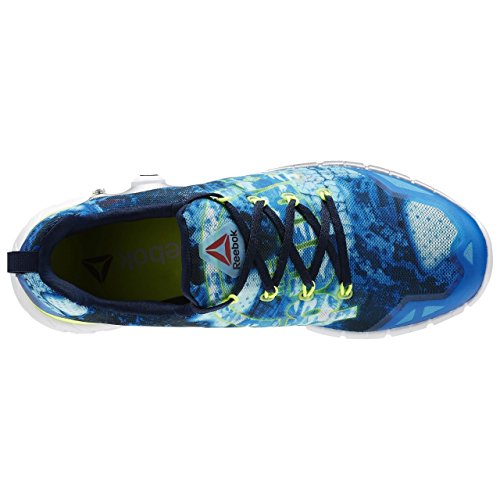 Reebok Zpump Fusion 2.0 Dunes, Zapatillas de Running Hombre, Blanco/Negro/Azul/Amarillo (RNG Wht/Blk/El Blue/Mdngt BLU/SLR Yel/Co), 43