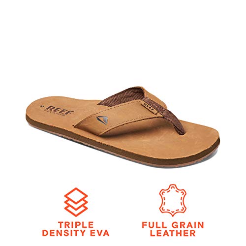 Reef - Chanclas de piel para hombre, Marrón, 40