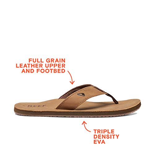 Reef - Chanclas de piel para hombre, Marrón, 40