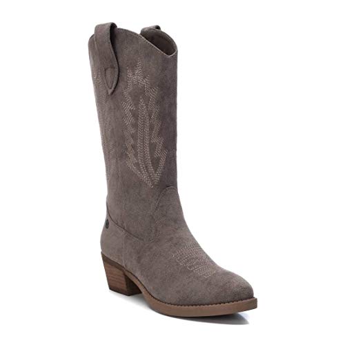 REFRESH - Bota campera de Mujer con tacón Ancho - Puntera Fina - Taupe - 36 EU