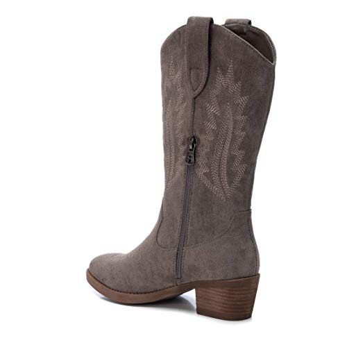 REFRESH - Bota campera de Mujer con tacón Ancho - Puntera Fina - Taupe - 36 EU