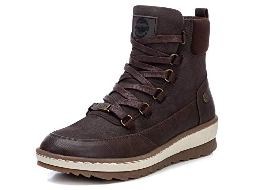 REFRESH - Botín Militar de Tela para Mujer - Color Marrón