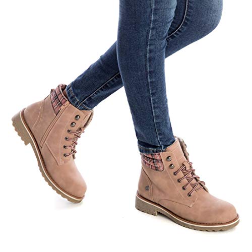 REFRESH - Botín Militar para Mujer - Color Marrón