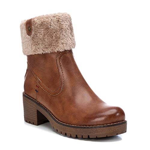 REFRESH - Botín Motera con Tacón Bajo para Mujer - Color Marrón