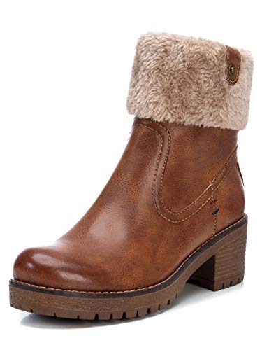 REFRESH - Botín Motera con Tacón Bajo para Mujer - Color Marrón