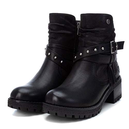 REFRESH - Botín Motera de Tela para Mujer - Color Negro