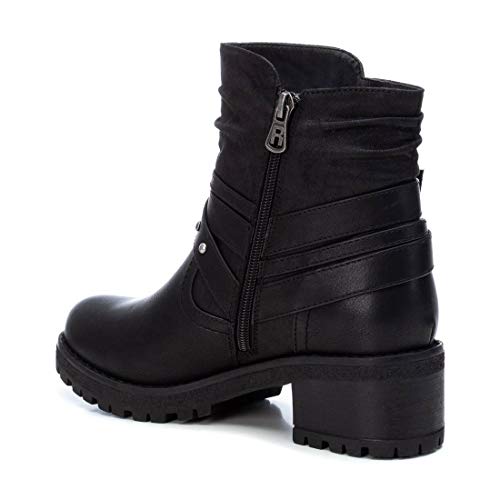 REFRESH - Botín Motera de Tela para Mujer - Color Negro