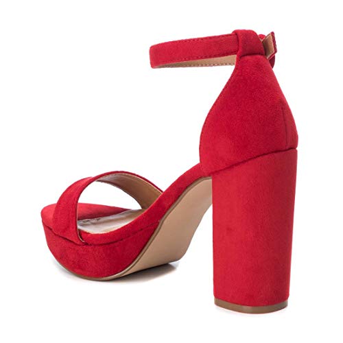 REFRESH - Sandalia de Tacón para Mujer - Sandalia con Cierre de Hebilla - Tacón 11 cm - Color Rojo - Talla 41