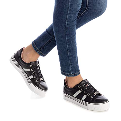 REFRESH - Zapatilla Casual para Mujer - Cierre con Cordones - Color Negro - Talla 38
