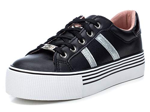 REFRESH - Zapatilla Casual para Mujer - Cierre con Cordones - Color Negro - Talla 38