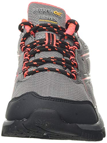 Regatta kota Low II' Waterproof Hiking Boots, Zapatillas de Senderismo Mujer, Gris (Rock Grey/Fiery Coral My3), 39 EU