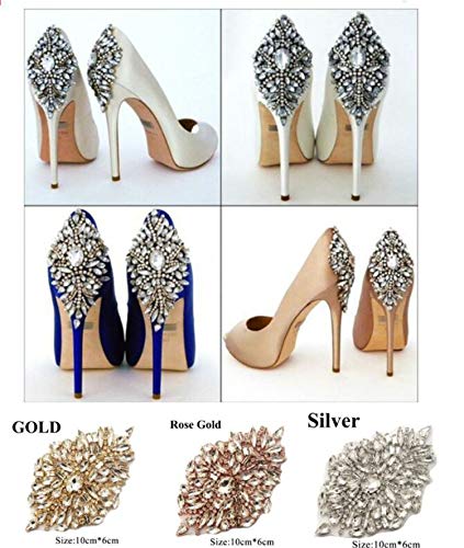 Rhinestone apliques zapatos de boda parches hierro en cristal adorno de joyería para proyectos de manualidades ligas de novia 2 piezas (oro rosa)